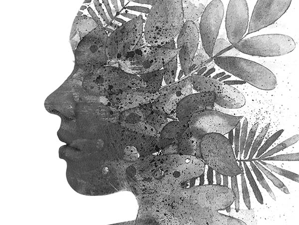 A profile portrait combined with a painting in a paintography technique for blog article on health advocacy
